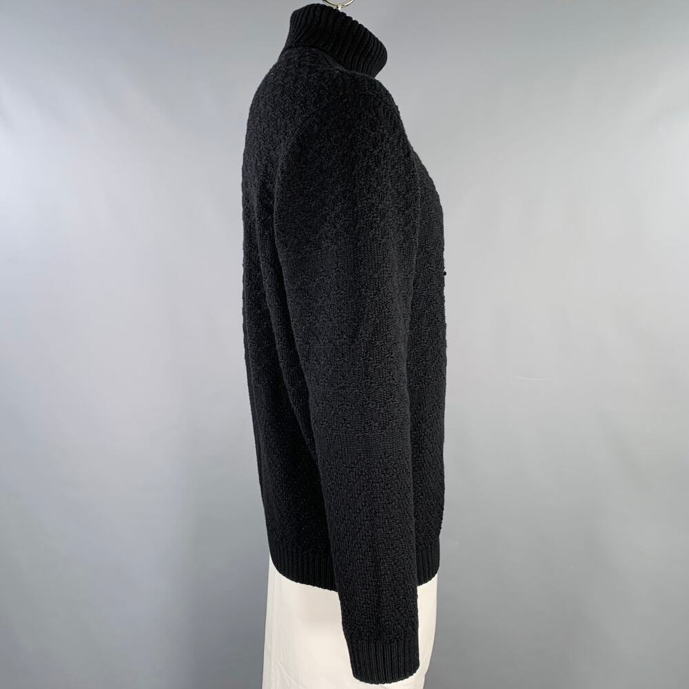 Ermenegildo Zegna Size Xl Black Knit Wool Turtleneck Sweater View 3